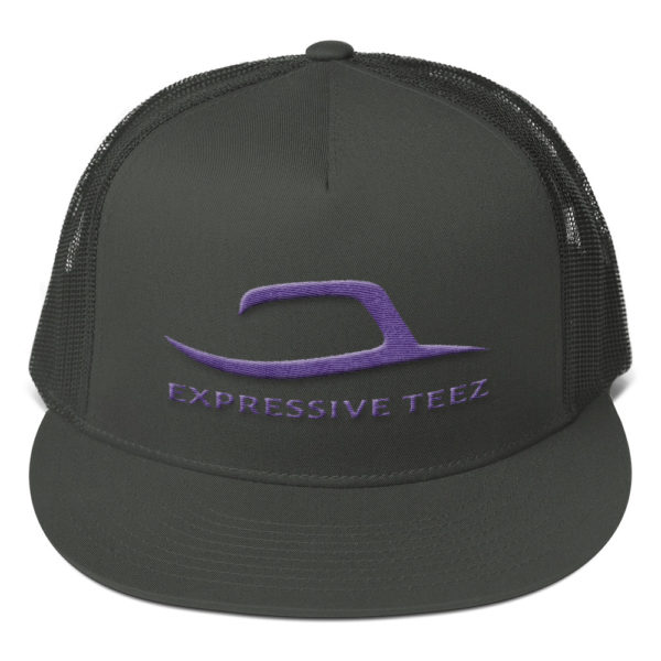 Purple and Charcoal Grey Mesh Back Snapback by Expressive Teez