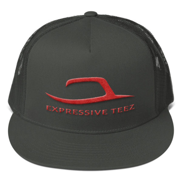 Red and Charcoal Grey Mesh Back Snapback by Expressive Teez
