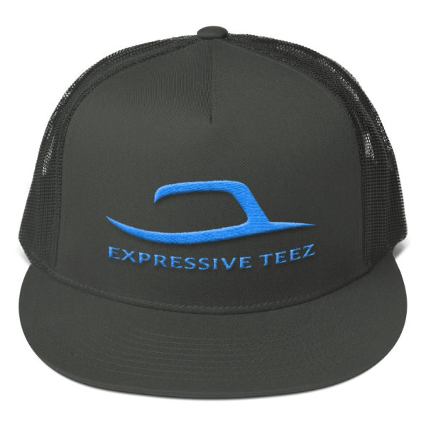 Teal-Blue and Charcoal Grey Mesh Back Snapback by Expressive Teez