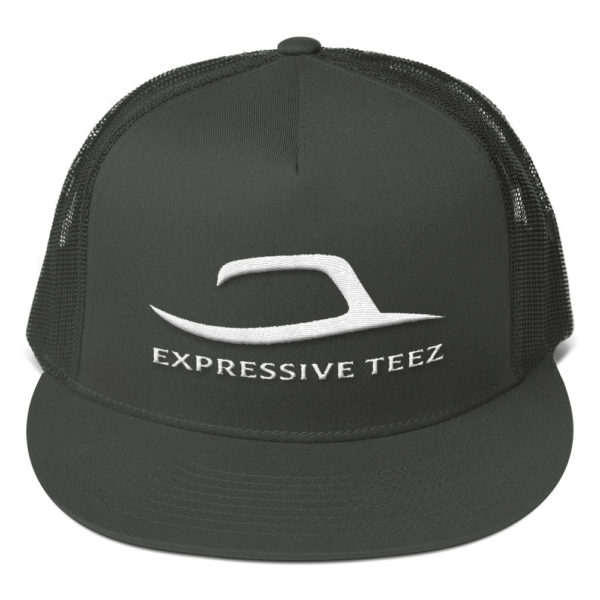 White and Charcoal Grey Mesh Back Snapback by Expressive Teez