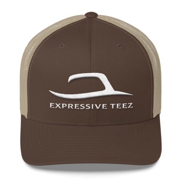 Brown, Khaki, and White Retro Mesh Back Snapback hats by Expressive Teez