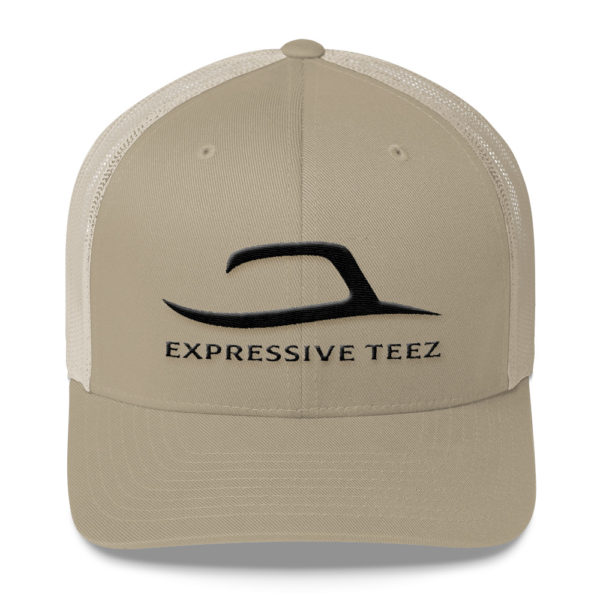 KhakRetro Mesh Back Snapback hats by Expressive Teezi and Black