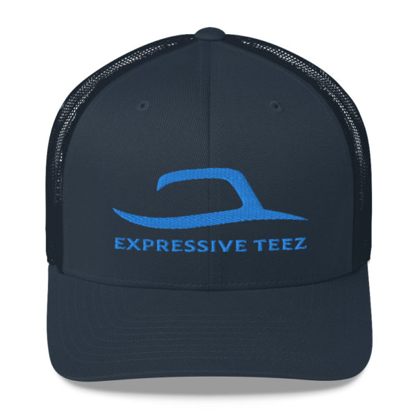 Navy and Teal Retro Mesh Back Snapback hats by Expressive Teez