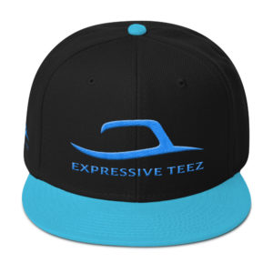 Aqua Blue and Black Snapback Elites by Expressive Teez