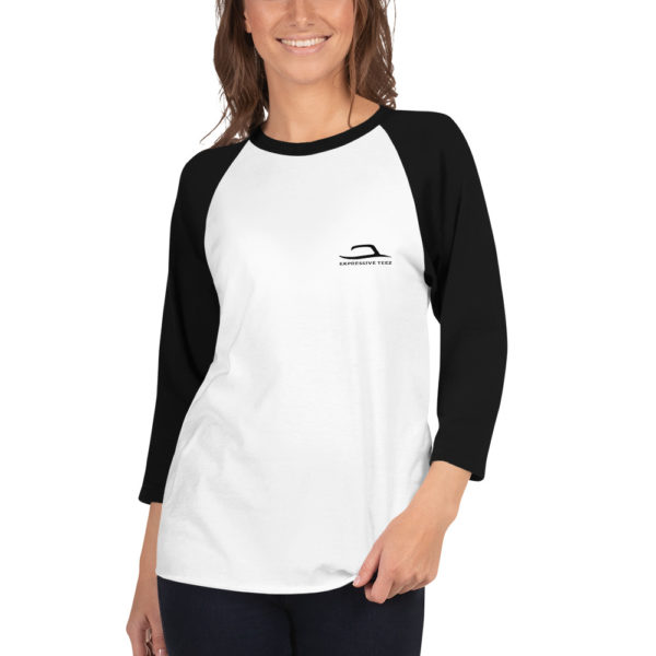 White and Black 3/4 sleeve shirt by Expressive Teez