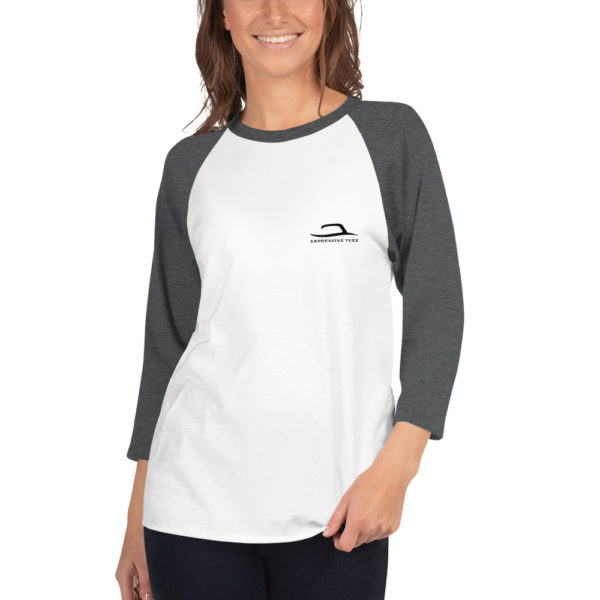 White and Heather Charcoal 3/4 sleeve shirt by Expressive Teez
