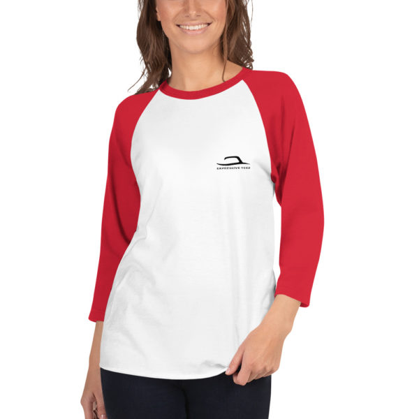 White and Red 3/4 sleeve shirt by Expressive Teez