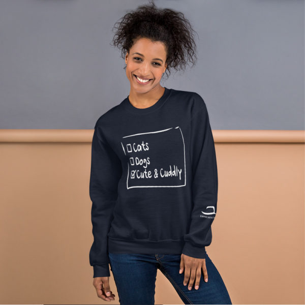 Navy cuddly pets sweatshirt by Expressive Teez