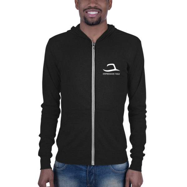 Solid Black Triblend Official Expressive Teez zipper hoodie