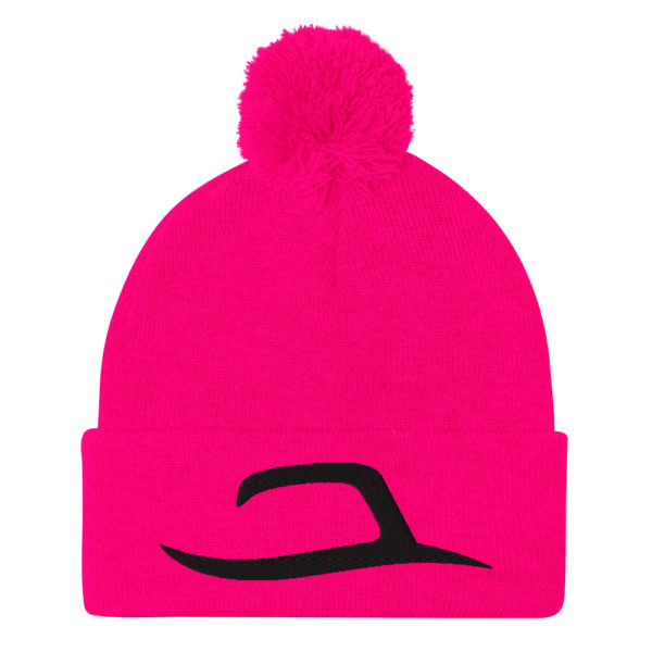 Neon pink Minimalist Expressive Teez pom pom knit beanie