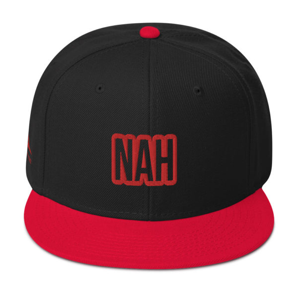 Red and Black Nah Snapback by Expressive Teez