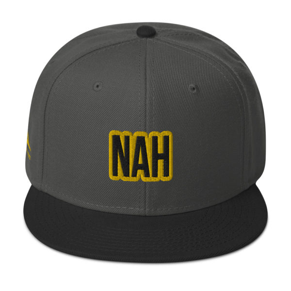 Black and Charcoal Gray Nah Snapback by Expressive Teez